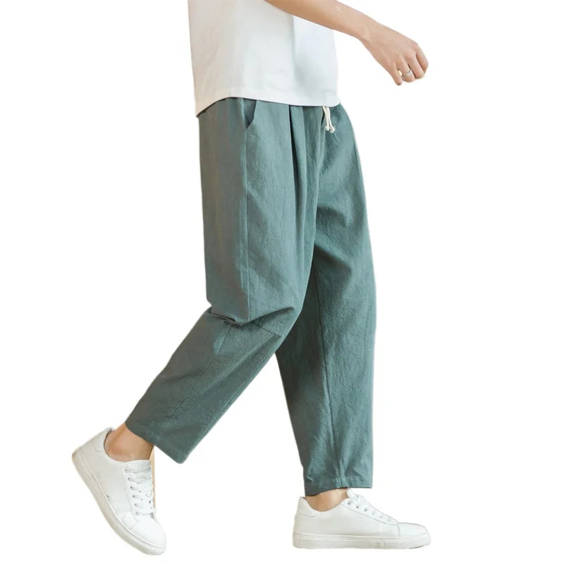 Cotton Linen Loose Drawstring Pants